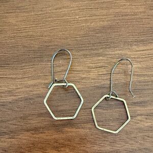 Hexagon Gold Earrings